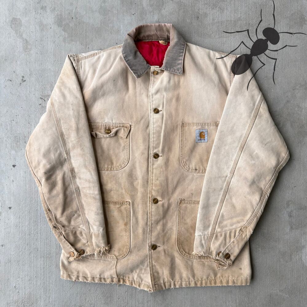 Carhartt faded brown button up chore work wear jacket